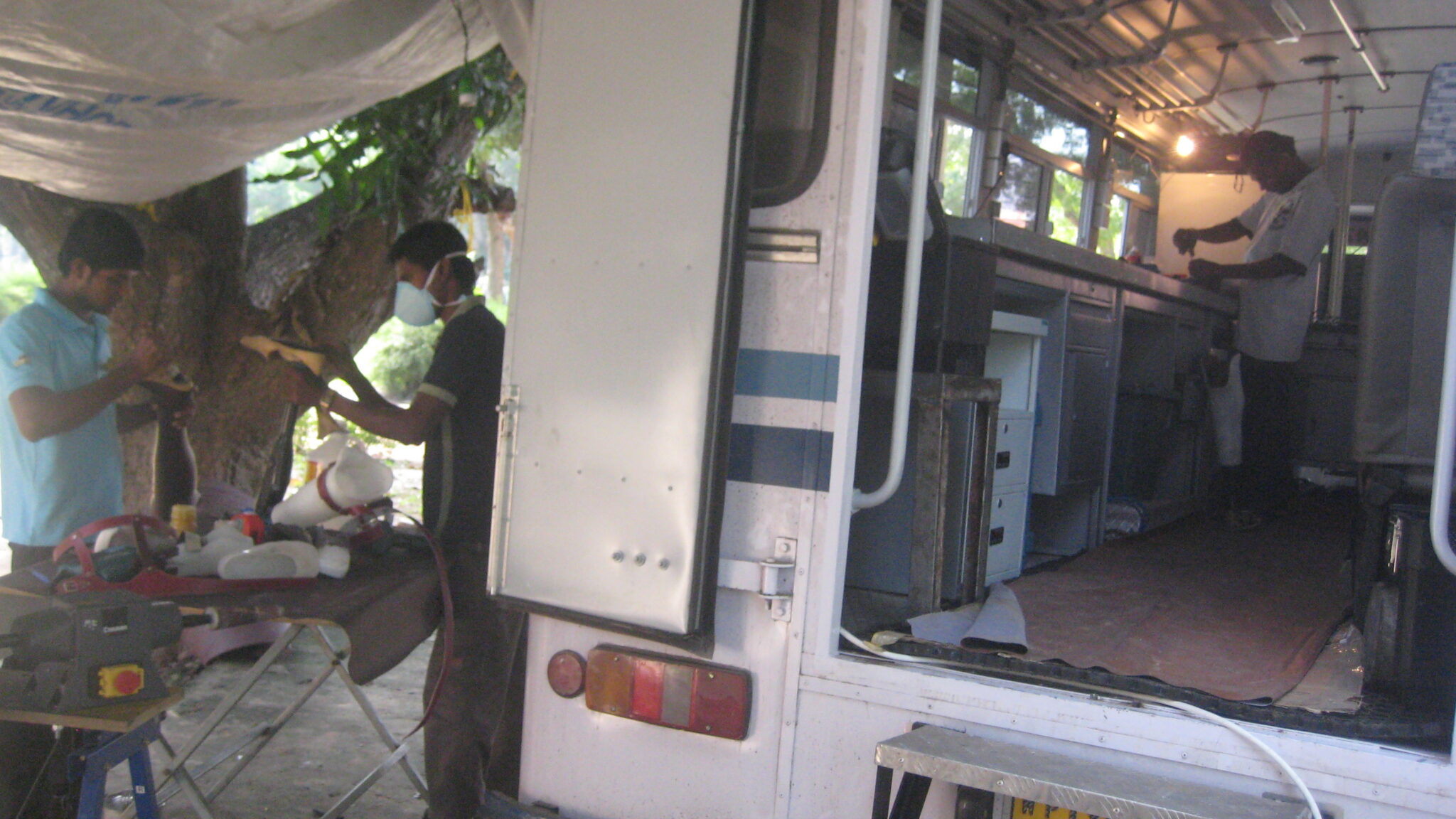 Inside mobile workshop